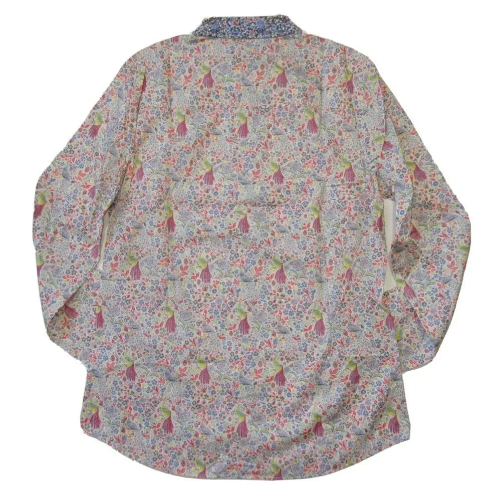 NWT J.Crew Liberty Jeweled Collar Shirt in Junos Garden Peacock Floral 4